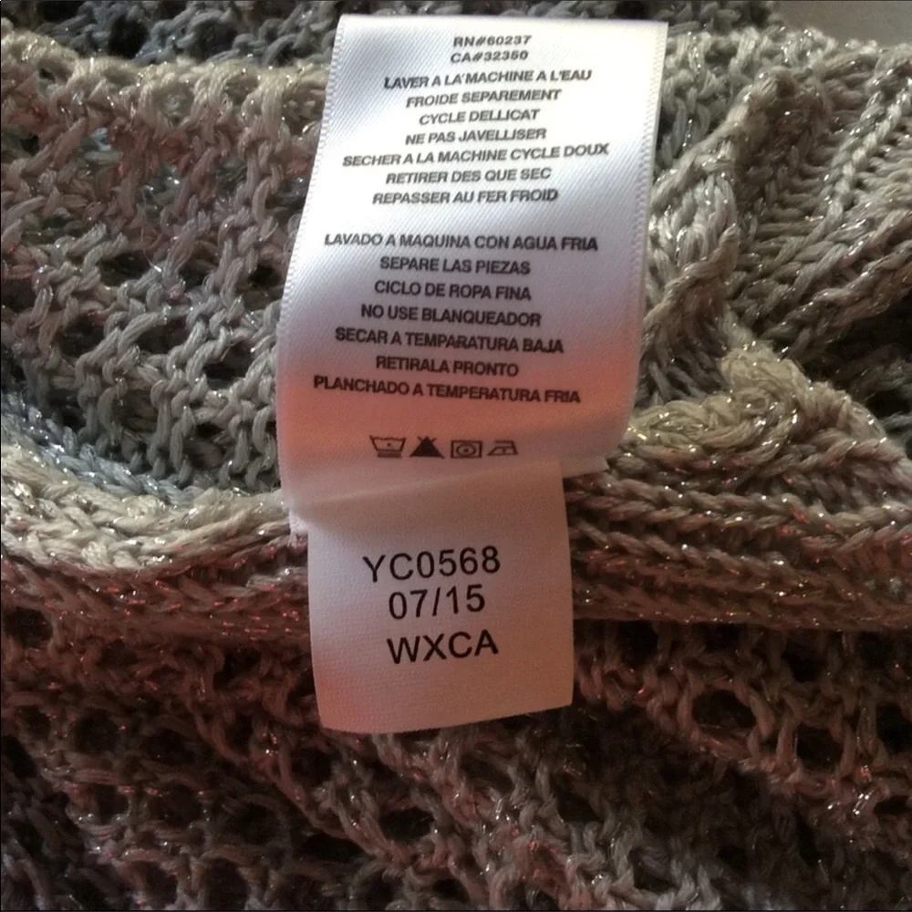LUCKY BRAND SILVER CROCHET SWEATER NWT JUNIORS XL